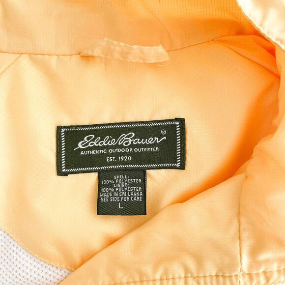 Eddie Bauer Womens Windbreaker Jacket Full Zip Mock Neck Packable Yellow Large - Picture 3 of 7